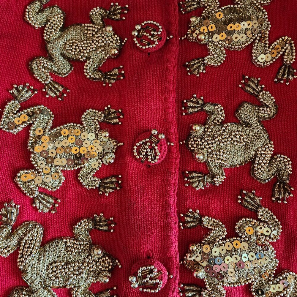 Michael Simon for Miss Jackson's Tulsa Beaded Frog Fly Sweater